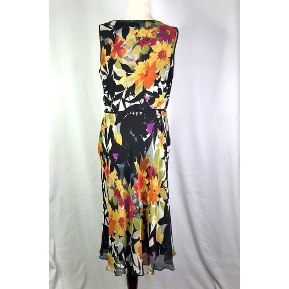 Talbots 100% silk dress floral sleeveless tie waist size 14 - Picture 4 of 10